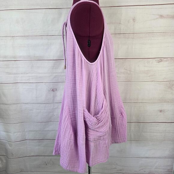 Free People Tunic Top Womens Small Purple Cotton Boho Sleeveless Pocket Flowy - Picture 4 of 11